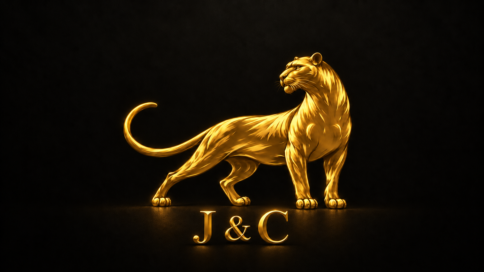 Jaguar dorado y monograma J & C, emblema del despacho
